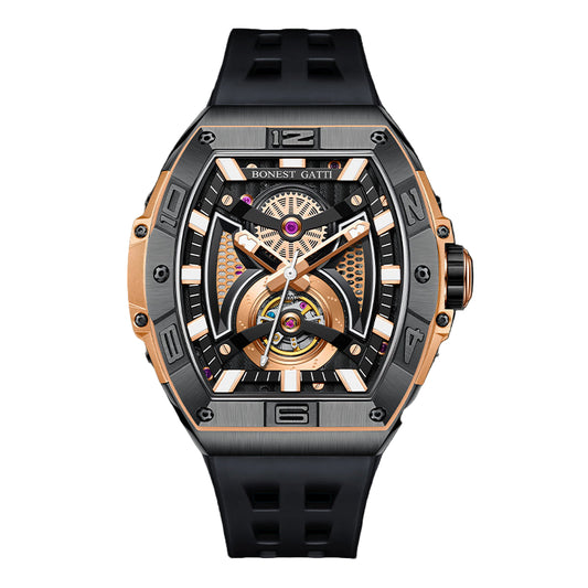 BONEST GATTI 361L Case Barrel shaped watch Skeleton Movement Crystal Sapphire Watch BG5701 TIMEMASTER