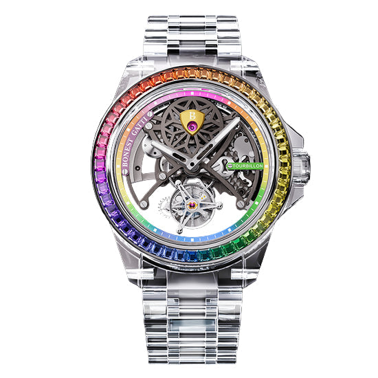BONEST GATTI Automatic Tourbillon Movement Rainbow Bezel BG7002 TIMEMASTER