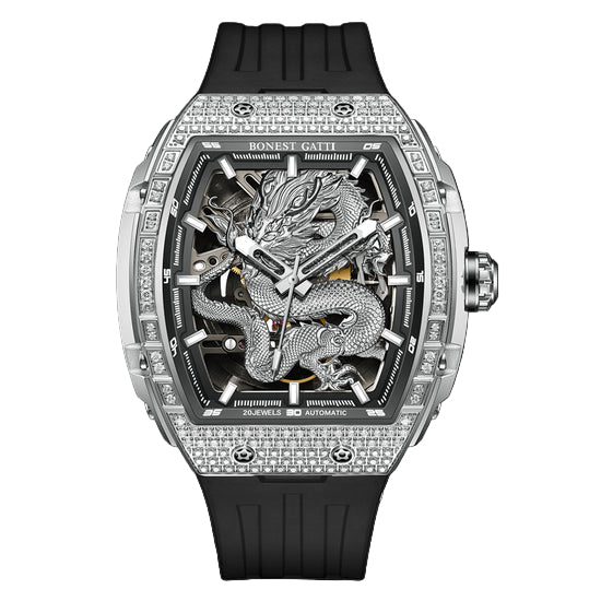 BONEST GATTI Barrel Dragon 184 zircon Bezel Men's Automatic Mechanical Watch Luminous BG5605 TIMEMASTER