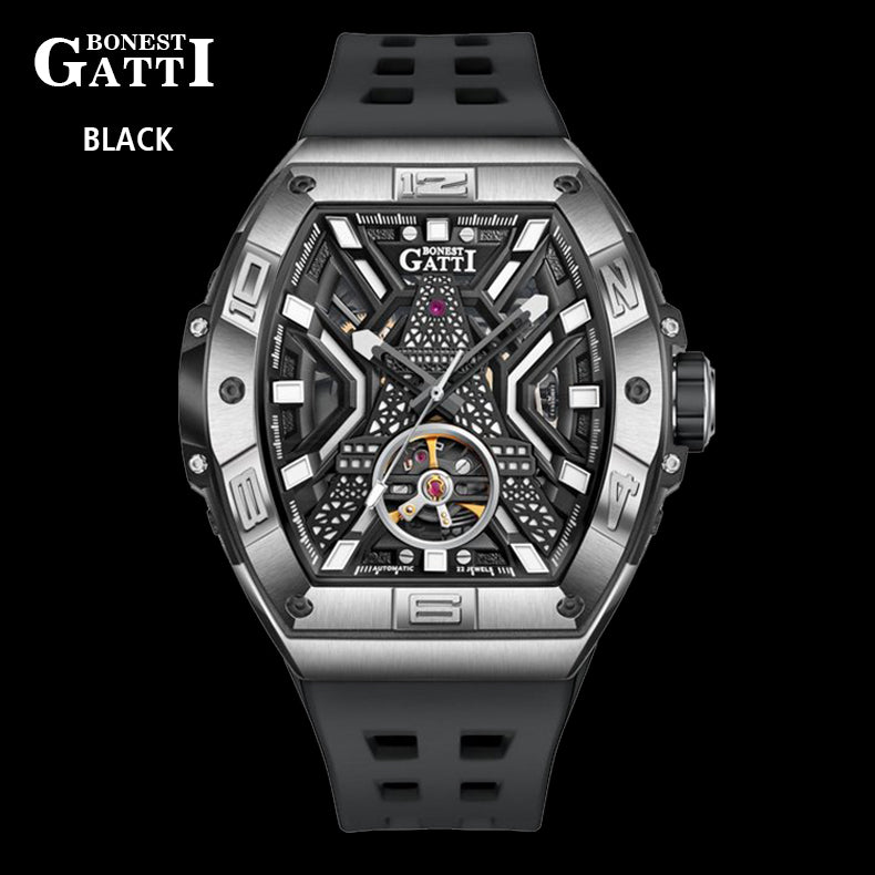 BONEST GATTI Tower Theme Barrel shaped watch Skeleton Movement Watch BG5001 TIMEMASTER