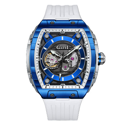 BONEST GATTI Barrel shaped Skeleton Movement Watch Luminous BG5602 TIMEMASTER