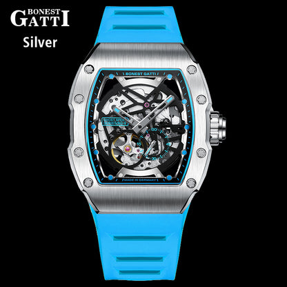 BONEST GATTI CITIZEN Skeleton Automatic Mechanical Movement Sapphire Barrel shaped Case Luminous BG9901-A TIMEMASTER