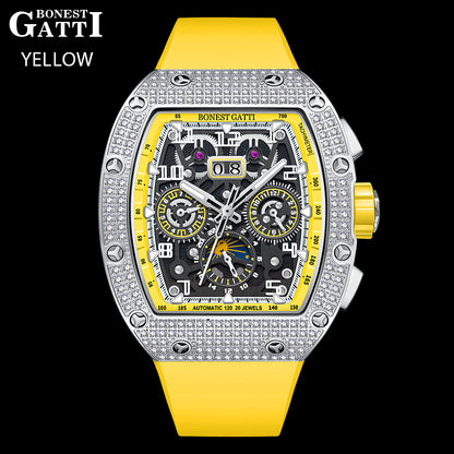 BONEST GATTI 224 Zricon Bezel Tonneau shaped Skeleton Sapphire Crystal Watch BG5004 TIMEMASTER