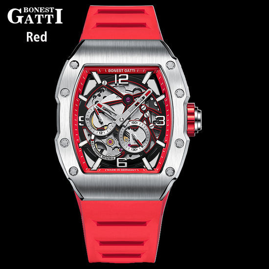 BONEST GATTI Barrel shaped Skeleton Sapphire Crystal CITIZEN Movement Watch BG9903 TIMEMASTER
