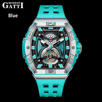 BONEST GATTI 361L Case Barrel shaped watch Skeleton Movement Crystal Sapphire Watch BG5701 TIMEMASTER