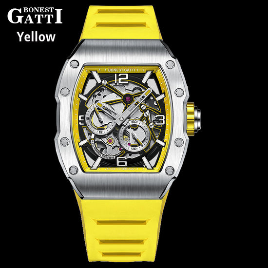 BONEST GATTI Barrel shaped Skeleton Sapphire Crystal CITIZEN Movement Watch BG9903 TIMEMASTER