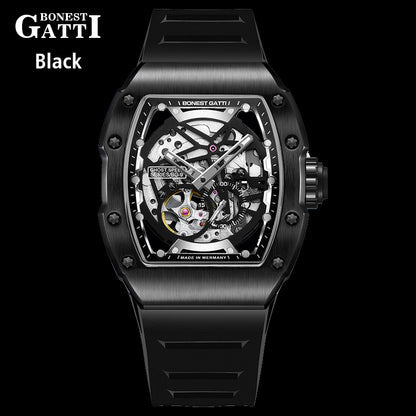 BONEST GATTI CITIZEN Skeleton Automatic Mechanical Movement Sapphire Barrel shaped Case Luminous BG9901-A TIMEMASTER