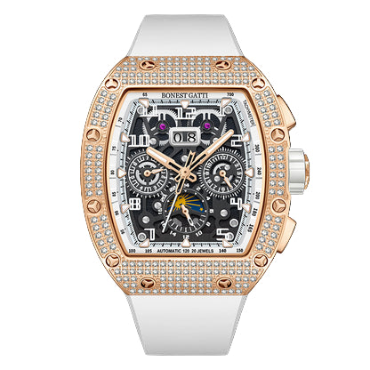 BONEST GATTI 224 Zricon Bezel Tonneau shaped Skeleton Sapphire Crystal Watch BG5004 TIMEMASTER