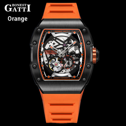 BONEST GATTI CITIZEN Skeleton Automatic Mechanical Movement Sapphire Barrel shaped Case Luminous BG9901-A TIMEMASTER