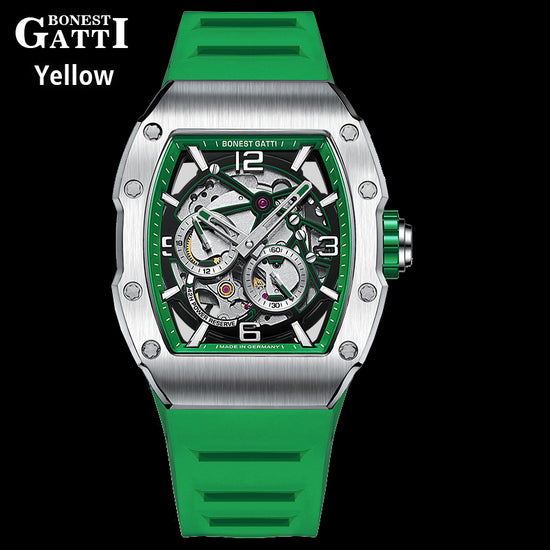 BONEST GATTI Barrel shaped Skeleton Sapphire Crystal CITIZEN Movement Watch BG9903 TIMEMASTER