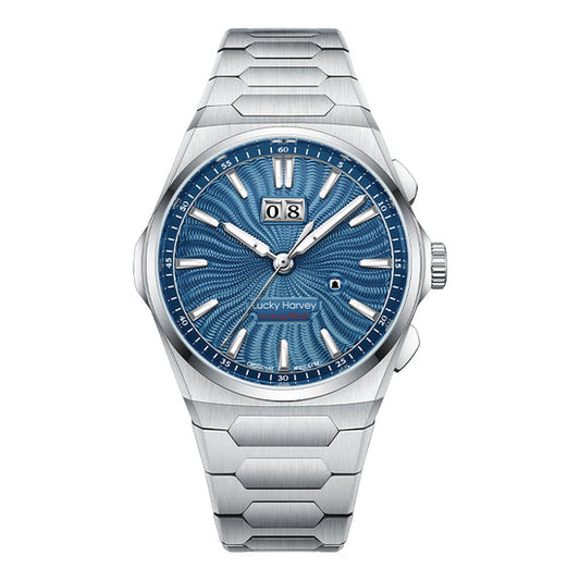 【Limited Edition 300PCS】Sound Of Nature Guilloché Ocean Blue Dial Big Date Chiming Automatic Watch Lucky Harvey TIMEMASTER