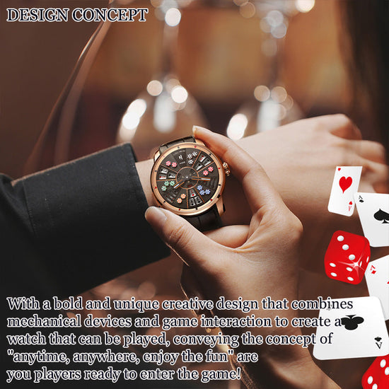 Player Series Silver Three Card Poker Automatic Watch Lucky Harvey TIMEMASTER