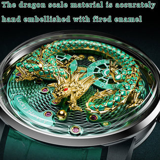 【Limited Edition】2024 Red Enamel Dragon Scale 999 Gold Pearl Automata Watch 100PCS Lucky Harvey TIMEMASTER