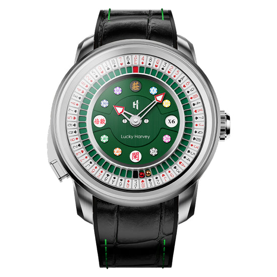Player Series Silver Poker Roulette Automatic Watch Lucky Harvey TIMEMASTER