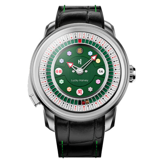 Player Series Silver Poker Roulette Automatic Watch Lucky Harvey TIMEMASTER