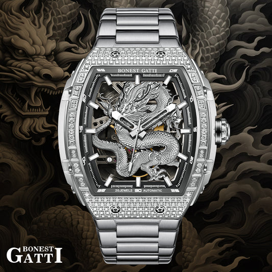 BONEST GATTI Barrel Dragon Men's Automatic Mechanical Watch Luminous GB5606 TIMEMASTER