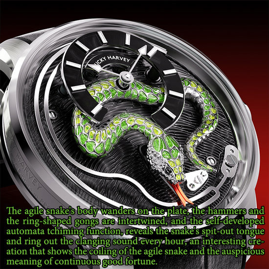 【Limited Edition 100pcs】2025 Green Enamel Snake Automata Chiming Mechanical New Watch Lucky Harvey TIMEMASTER