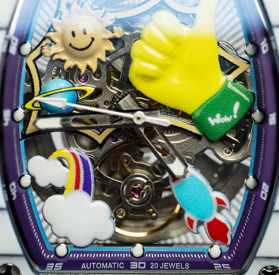 BONEST GATTI Carbon fiber + Aluminum alloy Case Barrel shaped Thumbs Up Series funny watch Skeleton Movement Crystal Sapphire Watch BG9001 TIMEMASTER