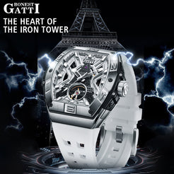 BONEST GATTI Tower Theme Barrel shaped watch Skeleton Movement Watch BG5001 TIMEMASTER