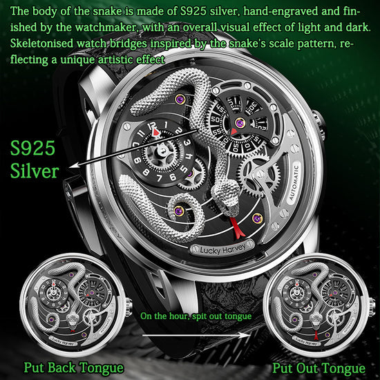 2024 New Arrival Spit Out Tongue Green Snake Automata Watch Lucky Harvey TIMEMASTER