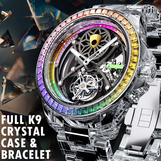BONEST GATTI Automatic Tourbillon Movement Rainbow Bezel BG7002 TIMEMASTER