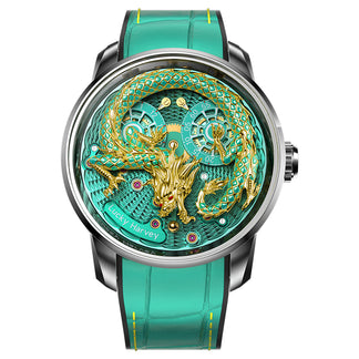 【Limited Edition】2024 Green Enamel Dragon Scale 999 Gold Pearl Automata Watch 200PCS Lucky Harvey TIMEMASTER