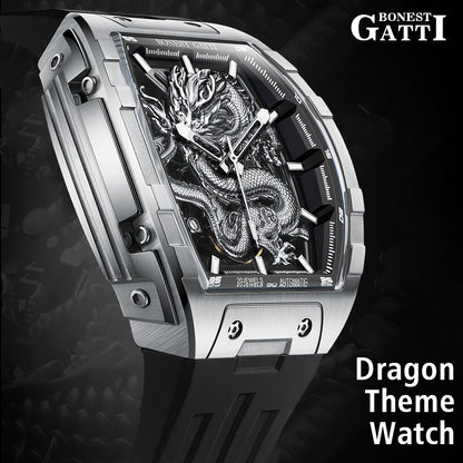 BONEST GATTI Barrel Dragon Men's Automatic Mechanical Watch Luminous GB5606 TIMEMASTER