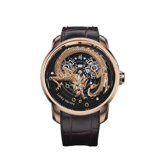 Gold Dragon Automatic Watch Spit Out Gold Bead Luminous Lucky Harvey TIMEMASTER