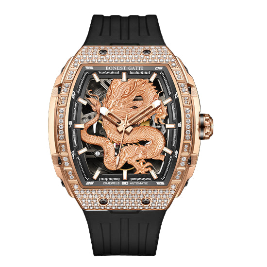 BONEST GATTI Barrel Dragon & Phoenix Couple Watch Automatic Mechanical Movement Luminous BG9910 TIMEMASTER