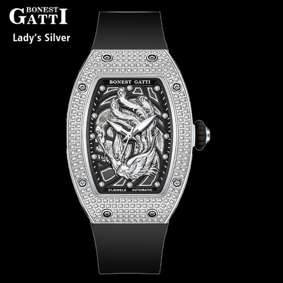 BONEST GATTI Barrel Dragon & Phoenix Couple Watch Automatic Mechanical Movement Luminous BG9910 TIMEMASTER