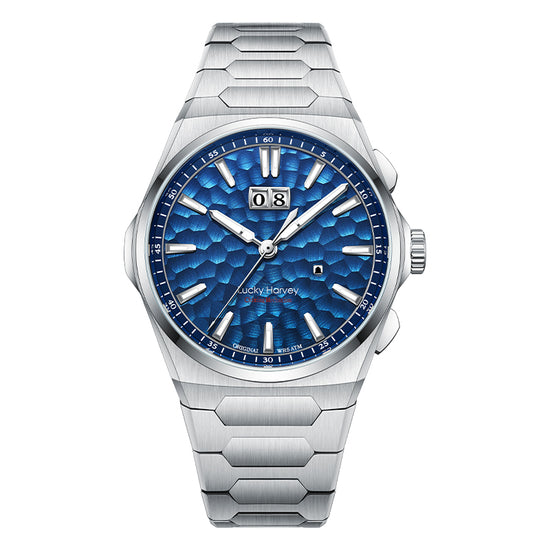 【Limited Edition 300pcs】Hammer Dial Big Date Automatic Winding Blue Chiming Watch Lucky Harvey TIMEMASTER