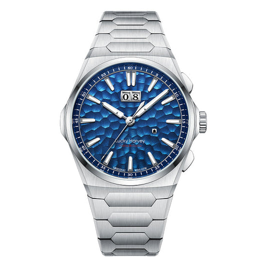 【Limited Edition 300pcs】Hammer Dial Big Date Automatic Winding Blue Chiming Watch Lucky Harvey TIMEMASTER