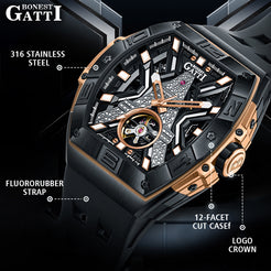 BONEST GATTI Tower Theme Barrel shaped watch Skeleton Movement Watch BG5001 TIMEMASTER