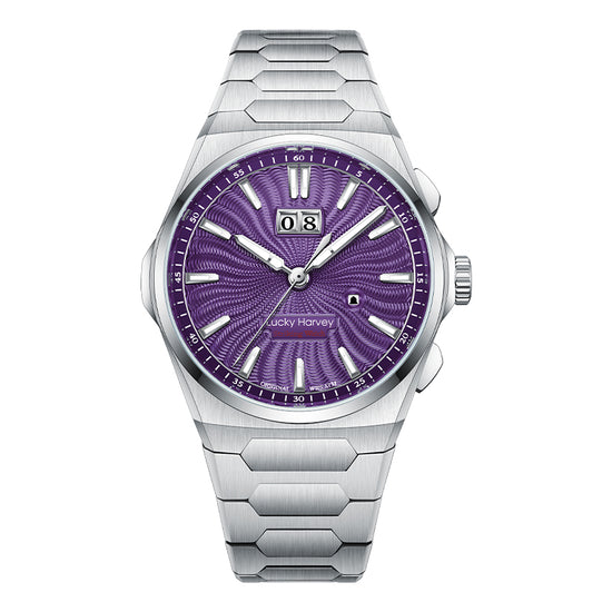 【Limited Edition 300PCS】Sound Of Nature Guilloché Purple Dial Big Date Chiming Automatic Watch Lucky Harvey TIMEMASTER