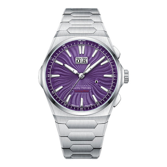 【Limited Edition 300PCS】Sound Of Nature Guilloché Purple Dial Big Date Chiming Automatic Watch Lucky Harvey TIMEMASTER