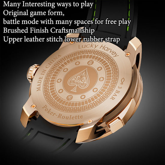 Player Series Gold Poker Roulette Automatic Watch Lucky Harvey TIMEMASTER