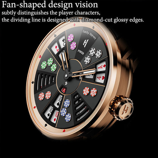 Player Series Silver Three Card Poker Automatic Watch Lucky Harvey TIMEMASTER