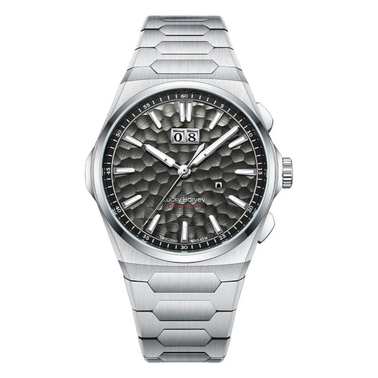 【Limited Edition 300pcs】Hammer Dial Big Date Automatic Winding Black Chiming Watch Lucky Harvey TIMEMASTER