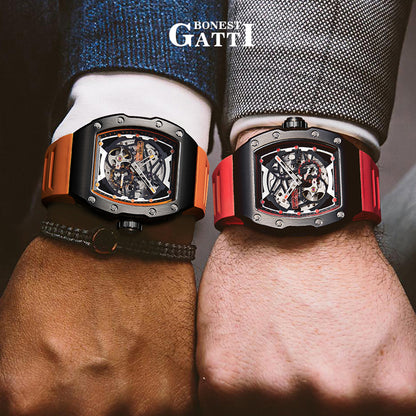 BONEST GATTI CITIZEN Skeleton Automatic Mechanical Movement Sapphire Barrel shaped Case Luminous BG9901-A TIMEMASTER