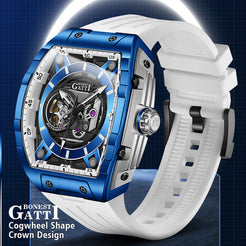 BONEST GATTI Barrel shaped Skeleton Movement Watch Luminous BG5602 TIMEMASTER