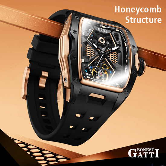 BONEST GATTI Automatic Skeleton Movement Barrel shaped Case Luminous BG5501 TIMEMASTER