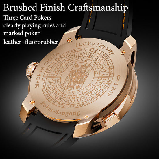 Player Series Silver Three Card Poker Automatic Watch Lucky Harvey TIMEMASTER