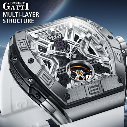 BONEST GATTI Tower Theme Barrel shaped watch Skeleton Movement Watch BG5001 TIMEMASTER