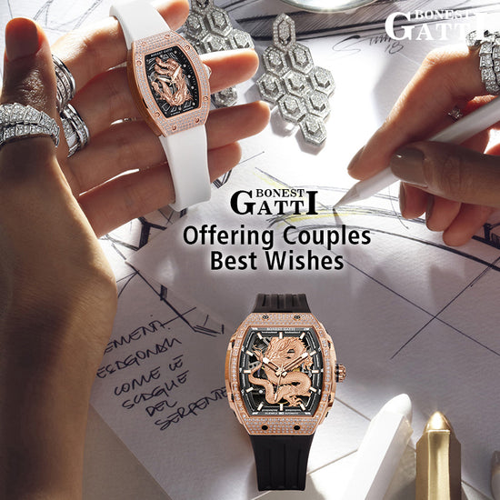 BONEST GATTI Barrel Dragon & Phoenix Couple Watch Automatic Mechanical Movement Luminous BG9910 TIMEMASTER