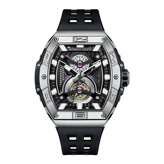 BONEST GATTI 361L Case Barrel shaped watch Skeleton Movement Crystal Sapphire Watch BG5701 TIMEMASTER