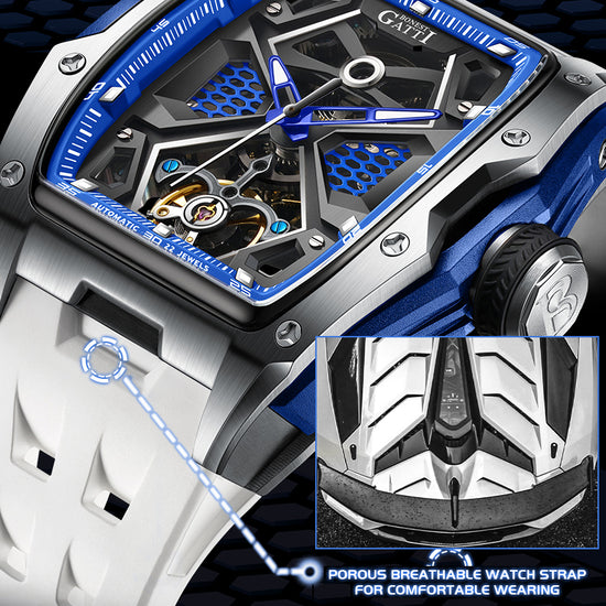BONEST GATTI Automatic Skeleton Movement Barrel shaped Case Luminous BG5501 TIMEMASTER