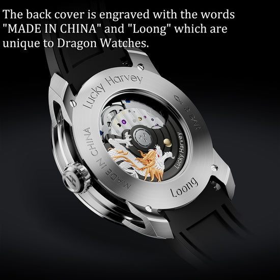 White Dragon Automatic Watch 999 Gold Bead Luminous Lucky Harvey TIMEMASTER