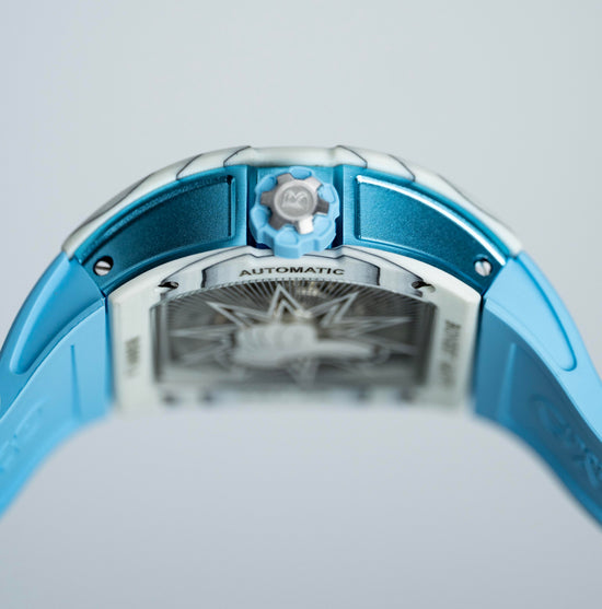 BONEST GATTI Carbon fiber + Aluminum alloy Case Barrel shaped Thumbs Up Series funny watch Skeleton Movement Crystal Sapphire Watch BG9001 TIMEMASTER