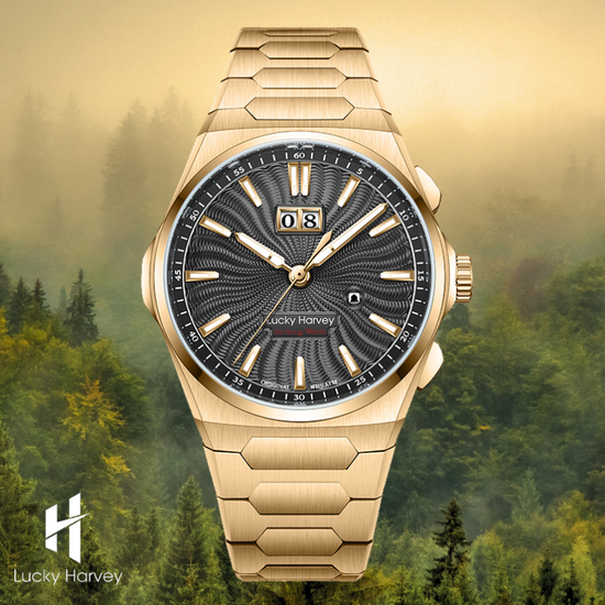 【Limited Edition】Sound Of Nature Guilloché Gold Dial Big Date Chiming Automatic Watch Lucky Harvey TIMEMASTER