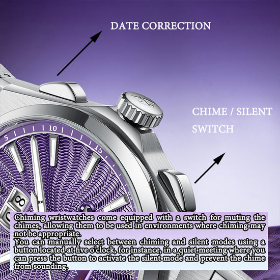 【Limited Edition 300PCS】Sound Of Nature Guilloché Purple Dial Big Date Chiming Automatic Watch Lucky Harvey TIMEMASTER